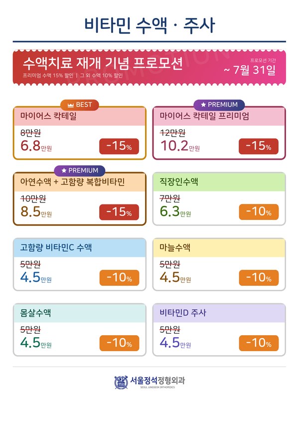 수액치료 재개 기념 프로모션